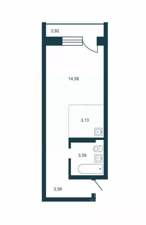 Студия Новосибирская область, Новосибирск ул. Забалуева, 92 (26.4 м) - Фото 2
