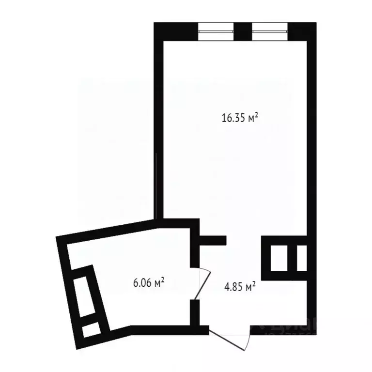 Студия Тюменская область, Тюмень ул. Ю.-Р.Г. Эрвье, 38 (27.1 м) - Фото 2
