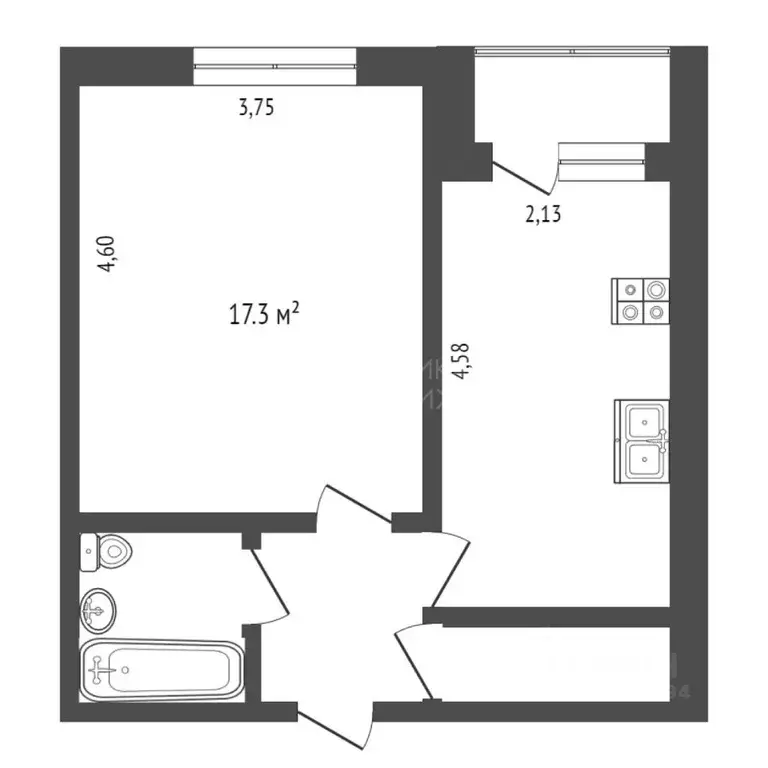 1-к кв. Тюменская область, Тюмень Холодильная ул, 134 (35.0 м) - Фото 1