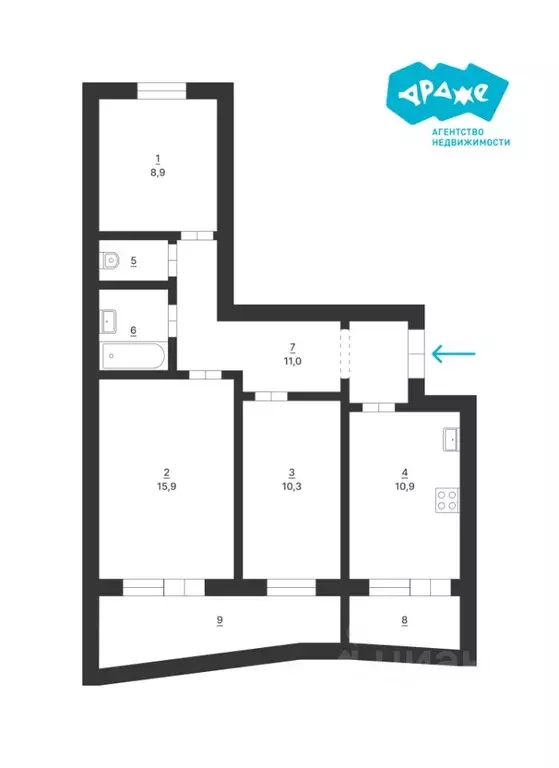 3-к кв. Свердловская область, Екатеринбург ул. Таганская, 95 (61.5 м) - Фото 1