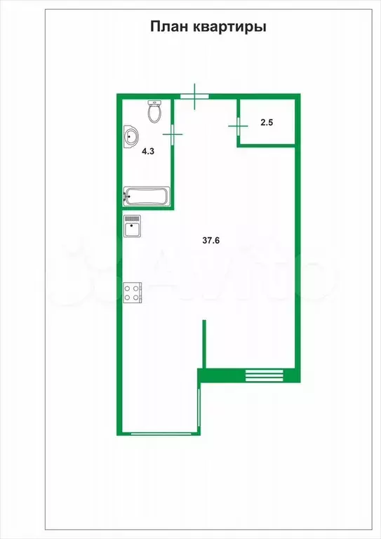 1-к. квартира, 44,4 м, 3/9 эт. - Фото 0