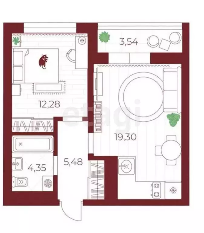 1-комнатная квартира: посёлок Петровский, Шоссейный проезд, 25 (44.95 ... - Фото 1