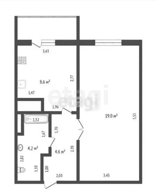 1-комнатная квартира: Калининград, Черниговская улица, 19Б (40 м) - Фото 0