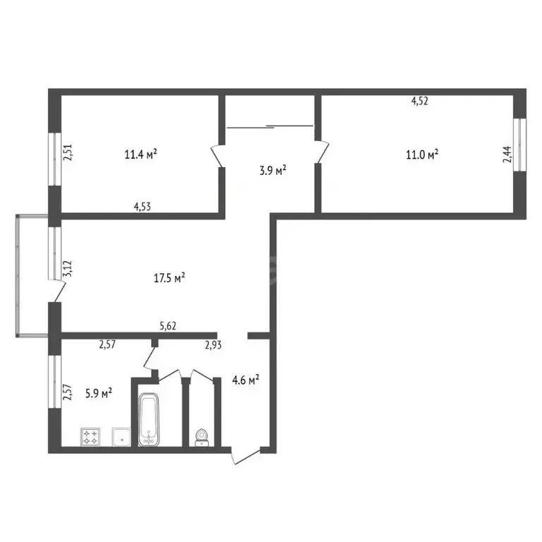 3-к кв. Амурская область, Благовещенск КПП мкр, ул. Текстильная, 23 ... - Фото 2