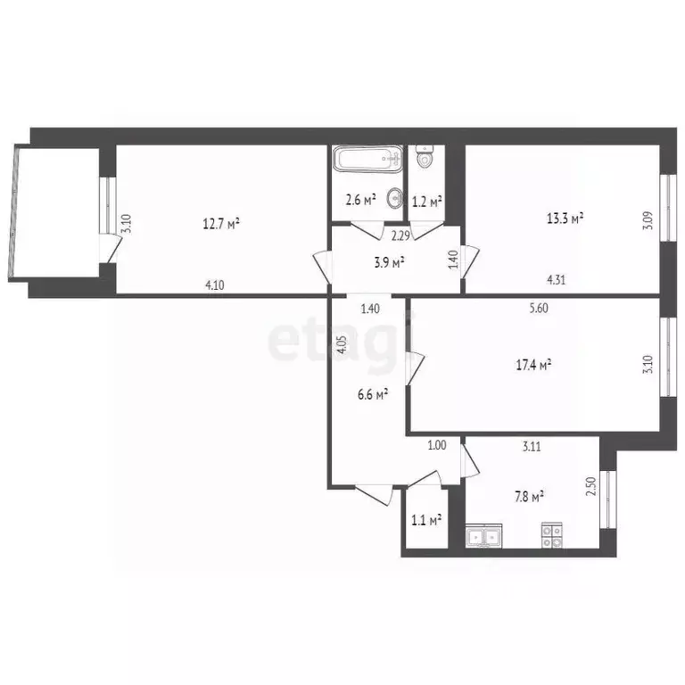 3-к кв. Хабаровский край, Хабаровск ул. Уборевича, 78 (69.2 м) - Фото 1