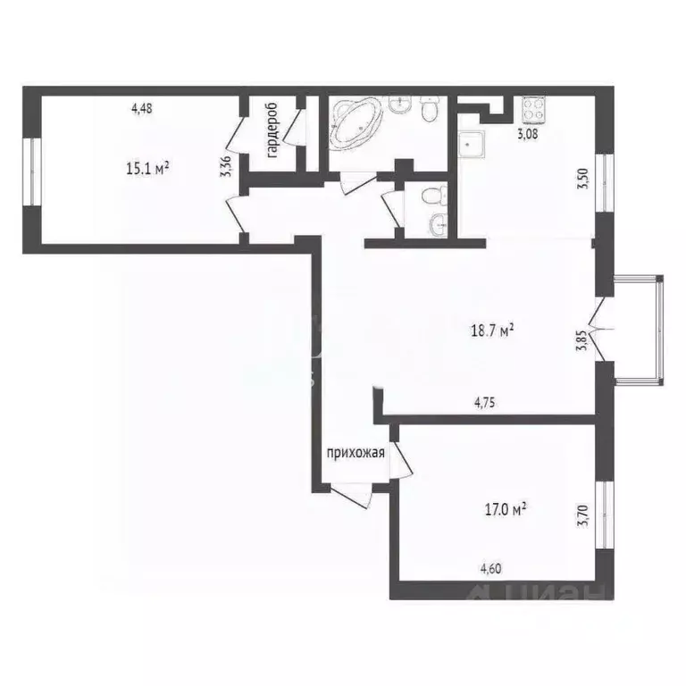 3-к кв. Москва Валовая ул., 8/18 (80.0 м) - Фото 2