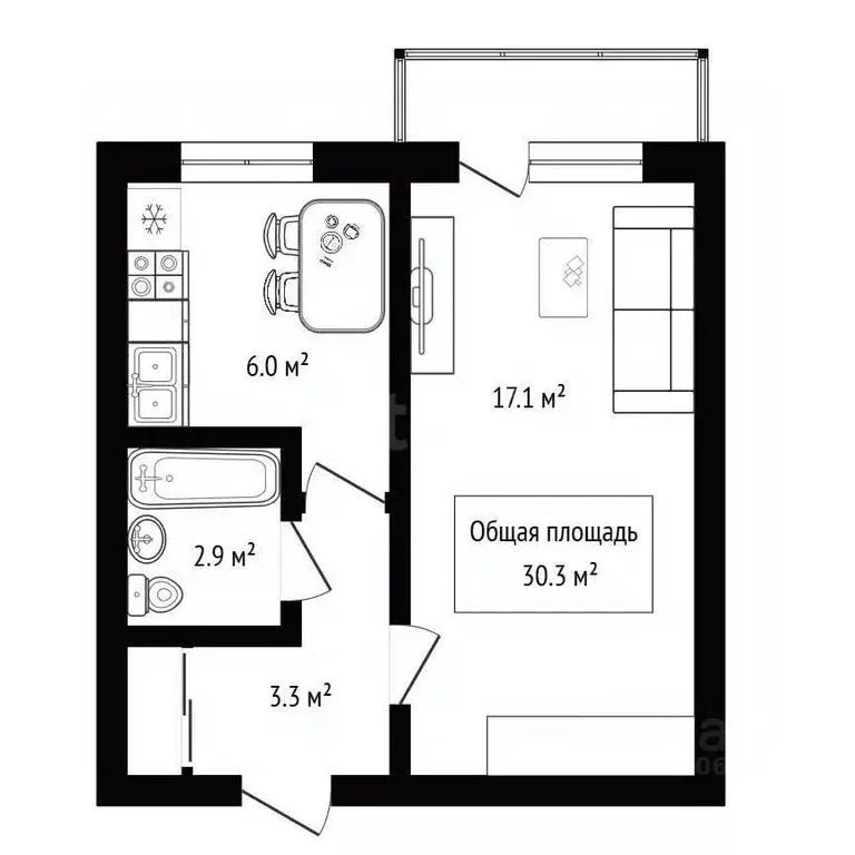 1-к кв. Алтай, Горно-Алтайск Алтайская ул. (30.3 м) - Фото 2