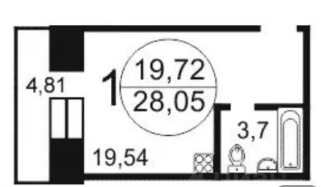 Студия Новосибирская область, Новосибирск Беловежская ул., 6/1 (23.0 ... - Фото 1