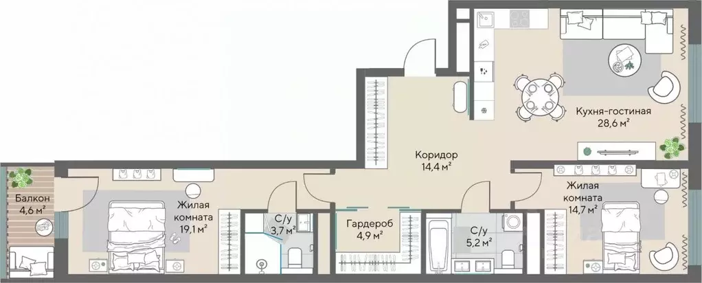 2-к кв. Свердловская область, Екатеринбург ВИЗ жилрайон, Нагорный ... - Фото 1