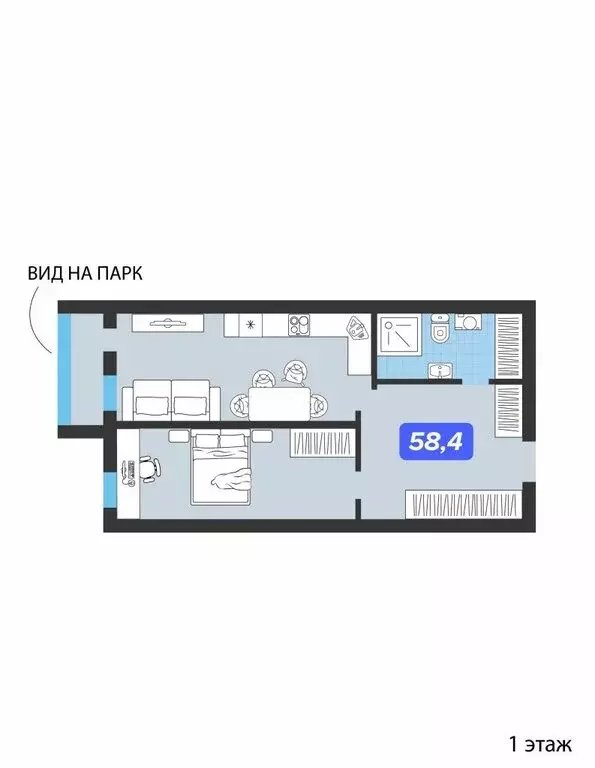 1-комнатная квартира: Димитровград, Дрогобычская улица, 32Д (58.4 м) - Фото 2