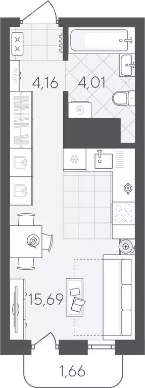 Квартира-студия: Тюмень, улица Вадима Бованенко, 7 (25.52 м) - Фото 1