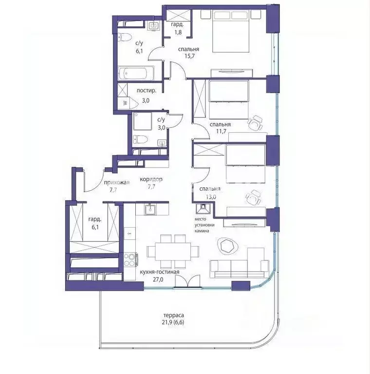 3-к кв. Москва ул. Нижние Мневники, 16к4 (109.2 м) - Фото 2