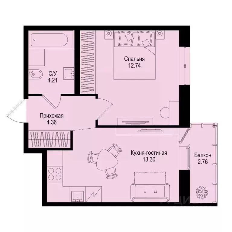 1-к кв. Ленинградская область, Всеволожский район, Заневское городское ... - Фото 0