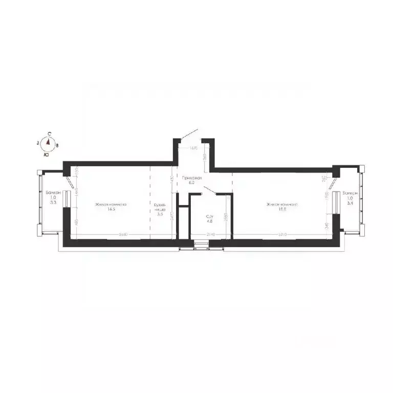 2-к кв. Новосибирская область, Новосибирск ул. Фрунзе, с1 (53.6 м) - Фото 0