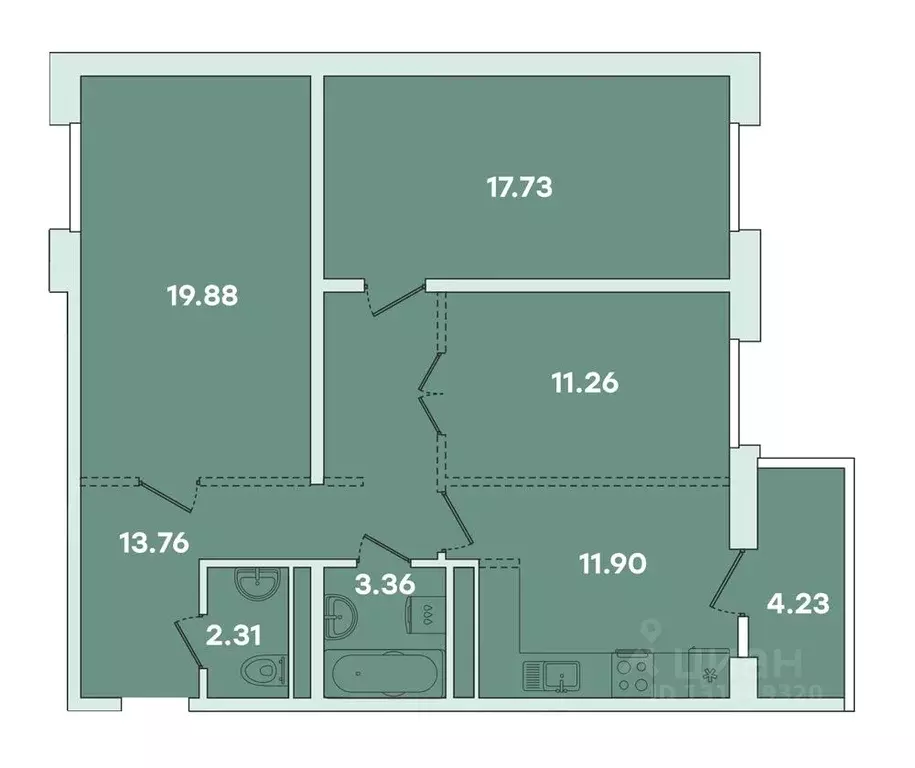 3-к кв. Иркутская область, Иркутск ул. Петрова, 18 (87.62 м) - Фото 0