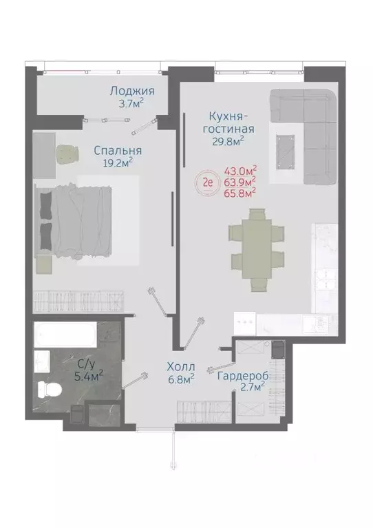 2-к кв. Воронежская область, Новоусманский район, пос. Отрадное ул. ... - Фото 1