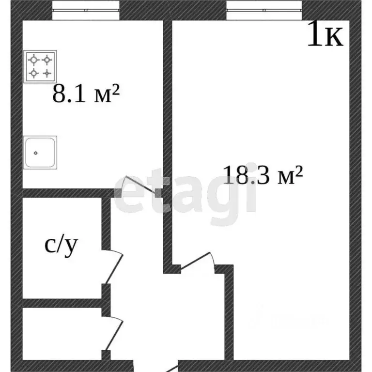 1-к кв. Тюменская область, Ишим ул. Калинина (31.6 м) - Фото 1