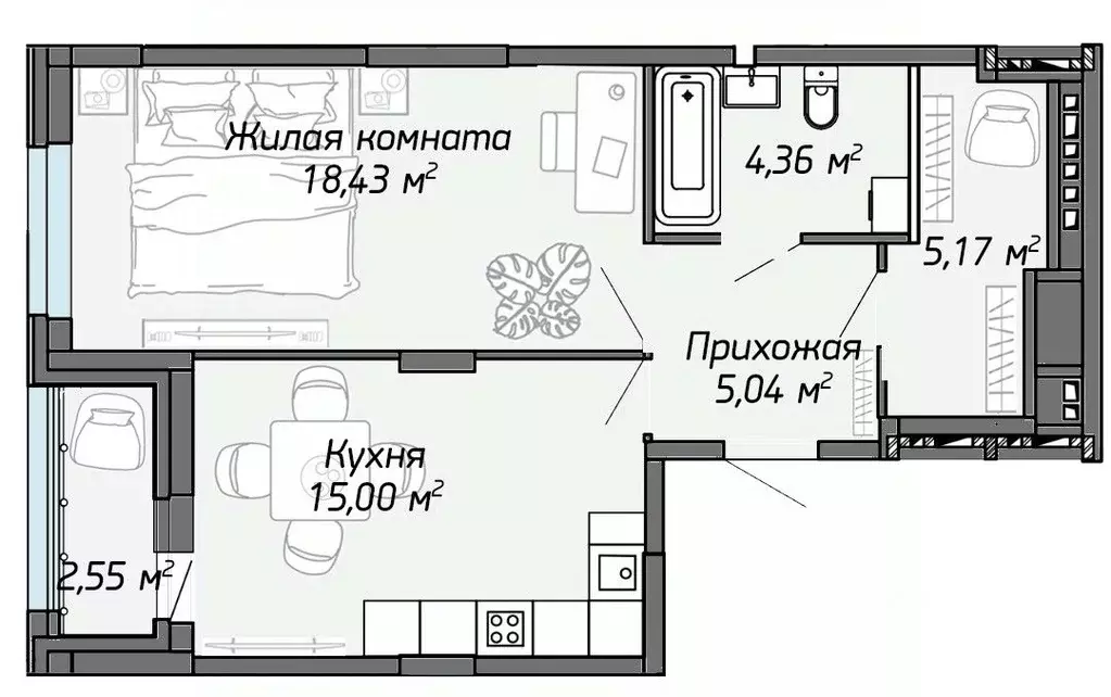 1-к кв. Марий Эл, Йошкар-Ола Два Капитана жилой комплекс (49.28 м) - Фото 1