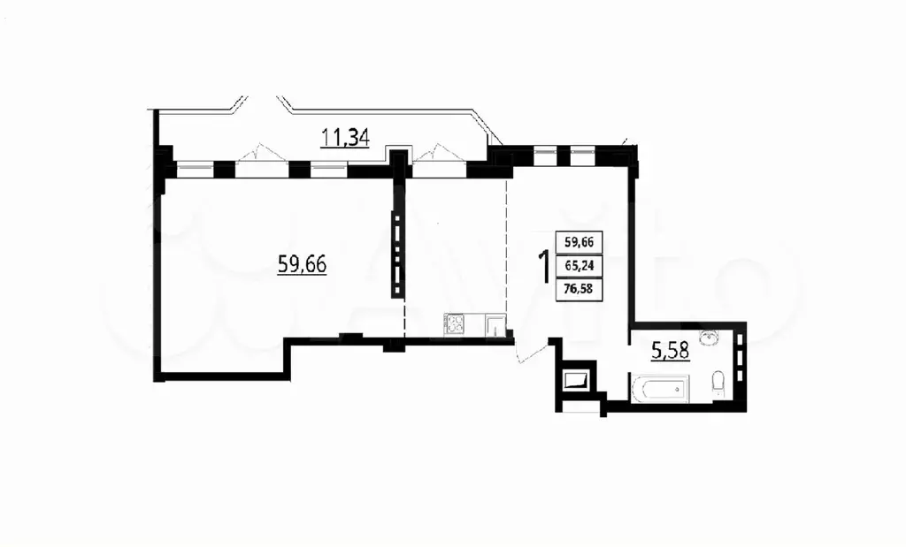 2-к. квартира, 76,6 м, 7/7 эт. - Фото 1