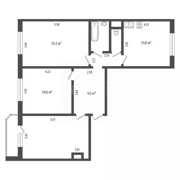 3-к кв. Тюменская область, Тюмень Широтная ул., 172к1 (85.3 м) - Фото 2