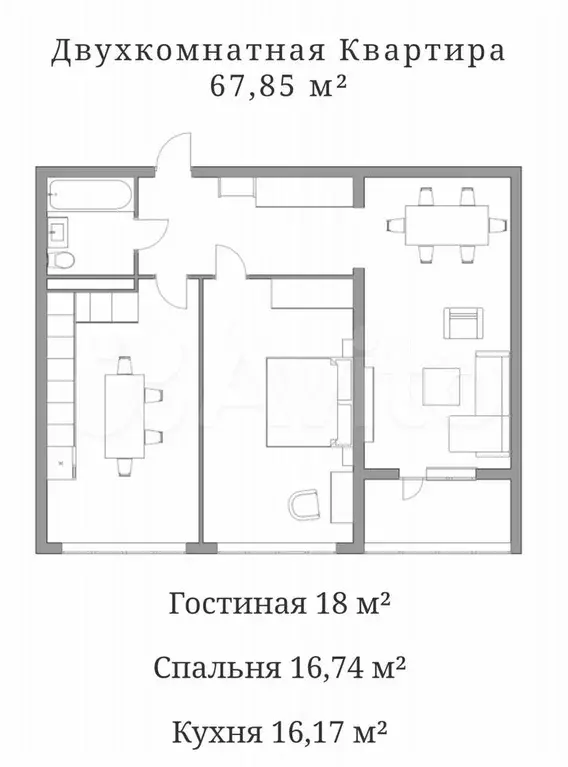 2-к. квартира, 66 м, 4/15 эт. - Фото 0