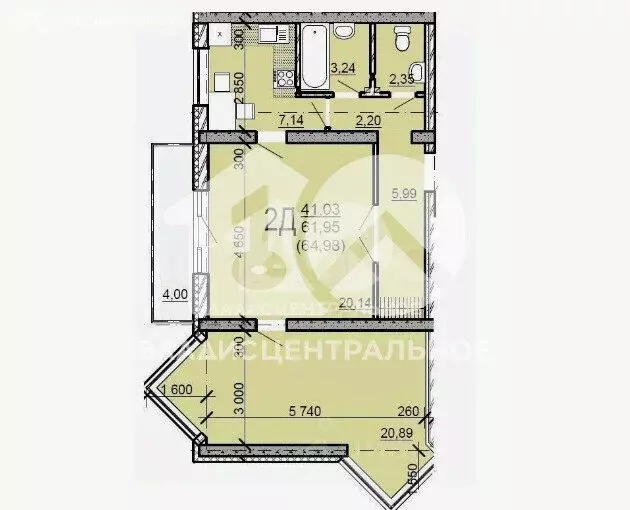 2-комнатная квартира: Новосибирск, улица Есенина, 12/1 (61.95 м) - Фото 0