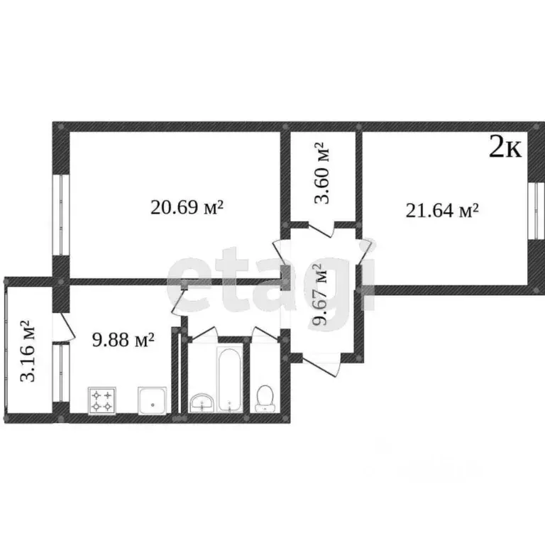 2-к кв. Ханты-Мансийский АО, Сургут ул. Иосифа Каролинского, 10 (67.0 ... - Фото 1