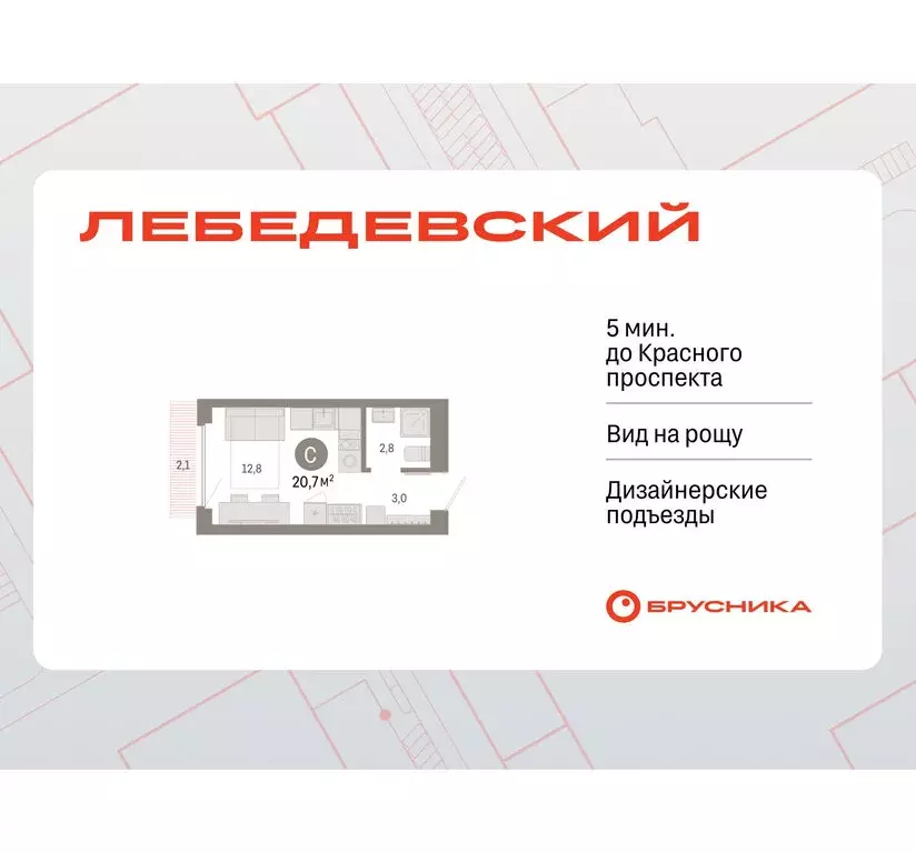 Квартира-студия: Новосибирск, квартал Лебедевский, 1/3 (20.7 м) - Фото 1