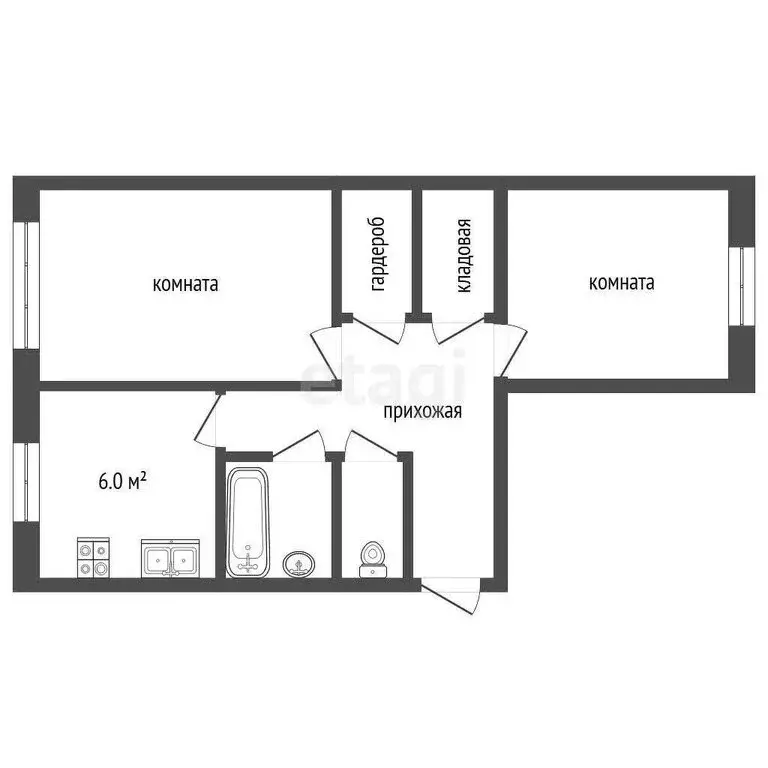 2-комнатная квартира: Кыштым, улица Интернационала, 89 (42.6 м) - Фото 1