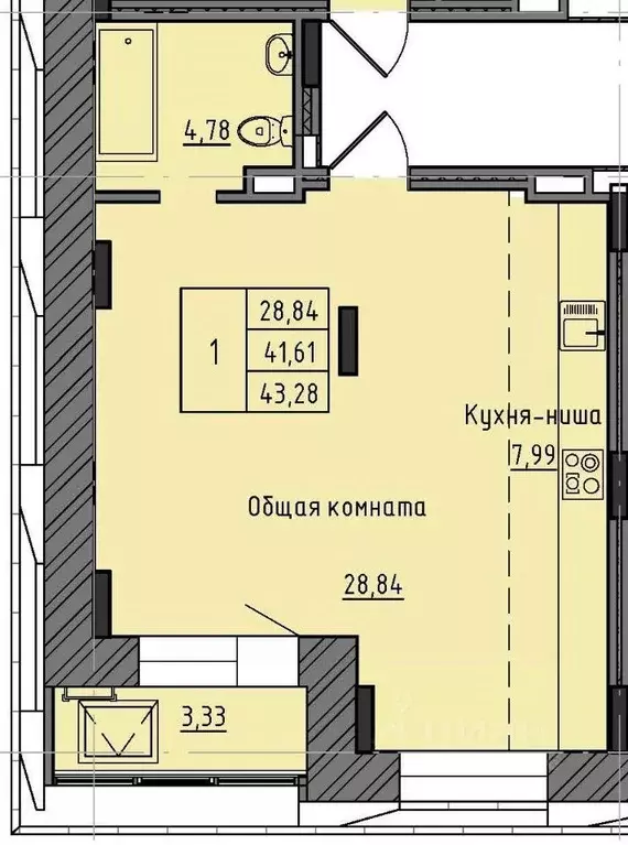 1-к кв. Саха (Якутия), Якутск 37-й кв-л,  (43.28 м) - Фото 0