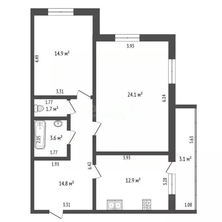 2-к кв. Татарстан, Лениногорск ул. Садриева, 65 (72.0 м) - Фото 1