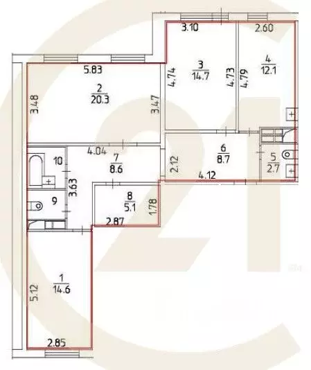 3-к кв. Пермский край, Пермь ул. Овчинникова, 35А (91.9 м) - Фото 2