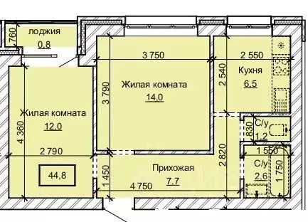 2-к кв. Алтайский край, Барнаул ул. Анатолия (44.8 м) - Фото 0
