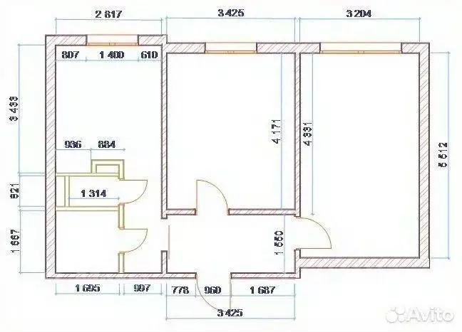 Квартира, 2 комнаты, 53.6 м - Фото 1
