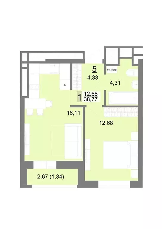 1-комнатная квартира: Екатеринбург, Тенистая улица, 8с5 (38.77 м) - Фото 0