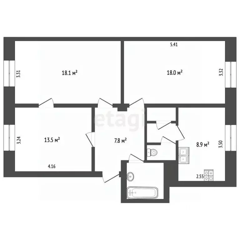 3-к кв. Москва ул. Маршала Бирюзова, 21 (73.0 м) - Фото 2