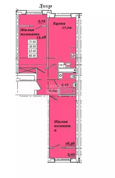 2-комнатная квартира: Тамбов, Селезнёвская улица, 2 (66.96 м) - Фото 0