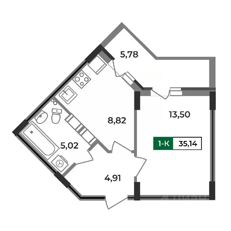 1-к кв. Владимирская область, Ковров Еловая ул., 11 (35.14 м) - Фото 0