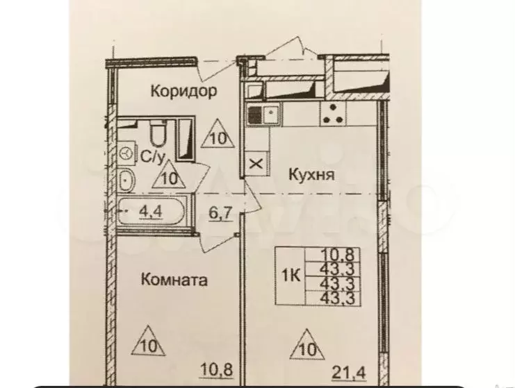 2-к. квартира, 43,3 м, 3/17 эт. - Фото 0