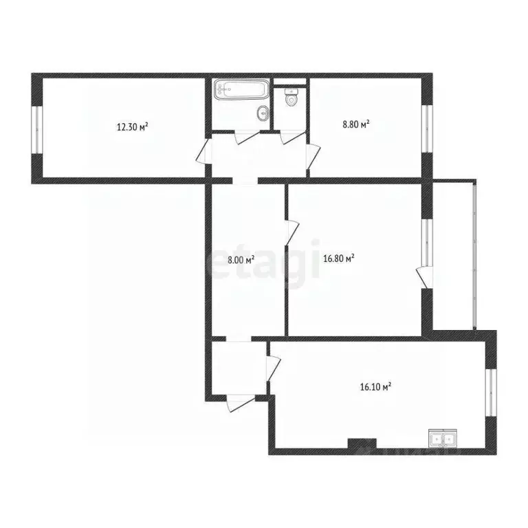 3-к кв. Красноярский край, Красноярск Уютный пер., 7 (70.9 м) - Фото 1