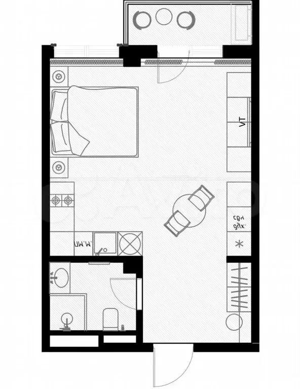 Квартира-студия, 35,8 м, 5/7 эт. - Фото 1