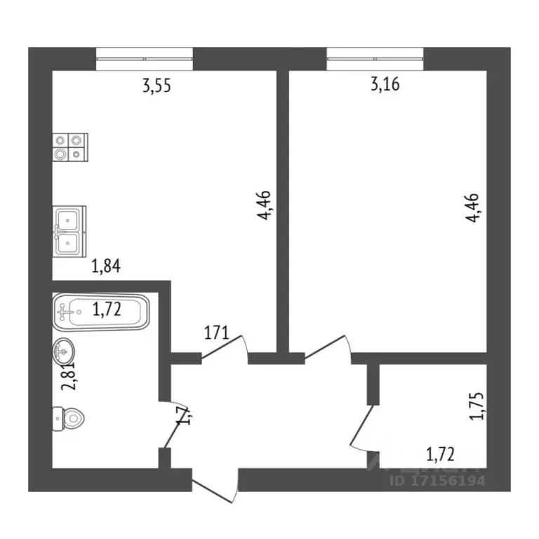 1-к кв. Тюменская область, Тюмень ул. Республики, 204к10 (41.3 м) - Фото 2
