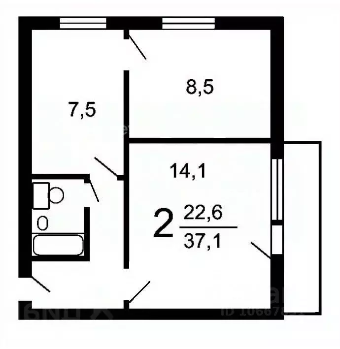 2-к кв. Московская область, Химки ул. Маяковского, 5 (37.0 м) - Фото 2