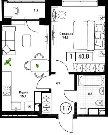 1-к кв. Московская область, Пушкино Пушкино Град жилой комплекс, к2 ... - Фото 0