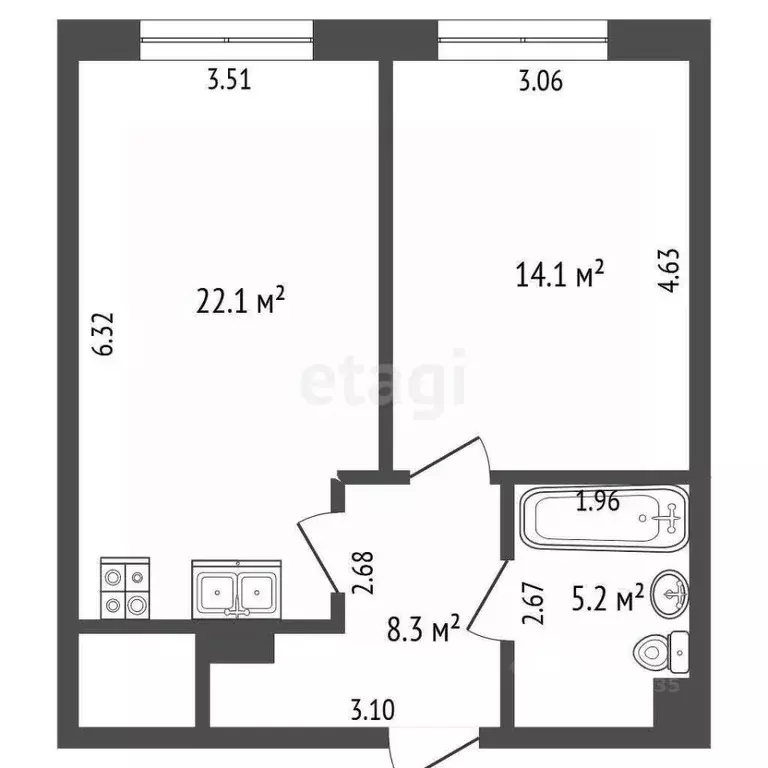 2-к кв. Москва ул. Василия Ланового, 5 (46.1 м) - Фото 2