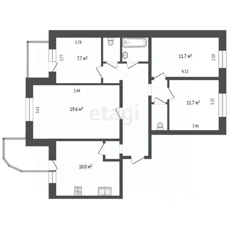 4-к кв. Ханты-Мансийский АО, Сургут ул. 30 лет Победы, 39 (84.9 м) - Фото 1