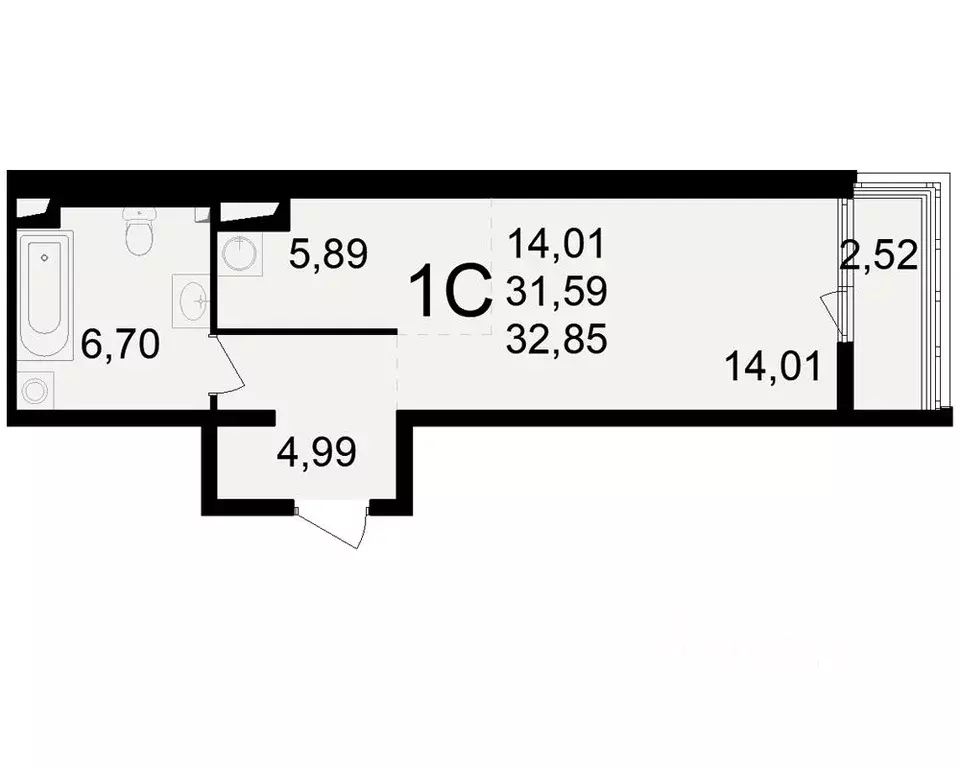 1-к кв. Рязанская область, Рязань Черновицкая ул. (31.59 м) - Фото 0