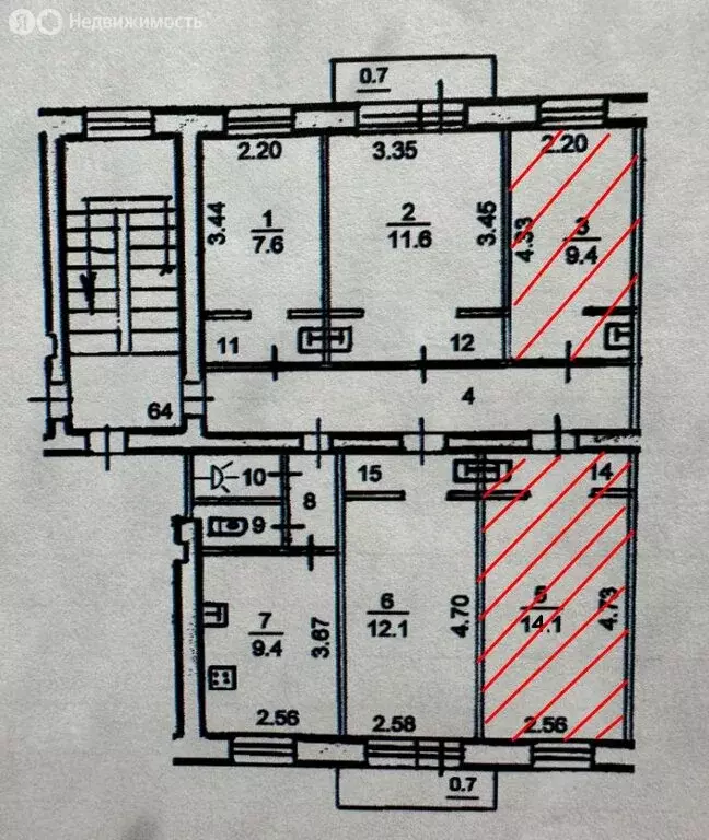 1к в 5-комнатной квартире (14 м) - Фото 1