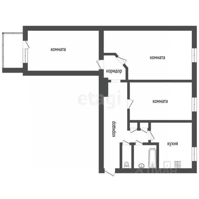 3-к кв. Воронежская область, Воронеж Новосибирская ул., 34 (57.0 м) - Фото 2
