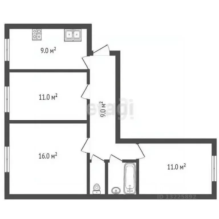 3-к кв. Вологодская область, Вологда ул. Инженерная, 22 (61.7 м) - Фото 2